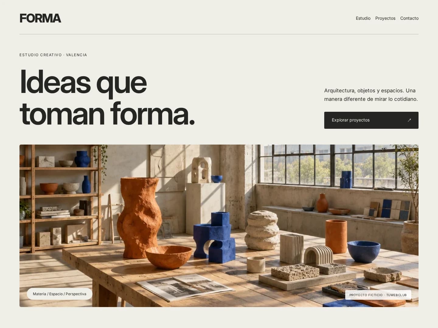 Web de FORMA, proyecto ficticio en Valencia, España